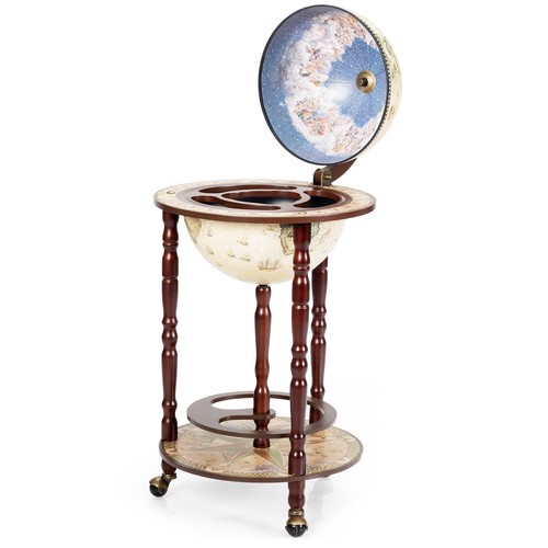 Wood wine bar stand - wood, globe