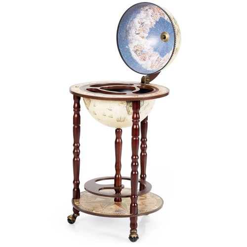 Wood globe drink cabinet - wood, wine